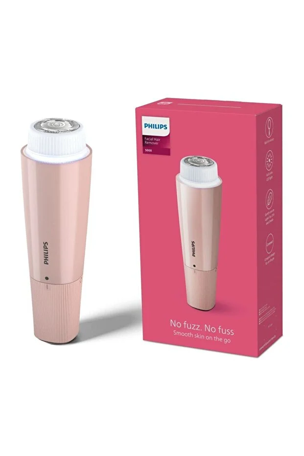 Philips BRR454/00 Facial Hair Removal Machine, with Mirror and Full Circle LED Light, Washable, Removable Head.